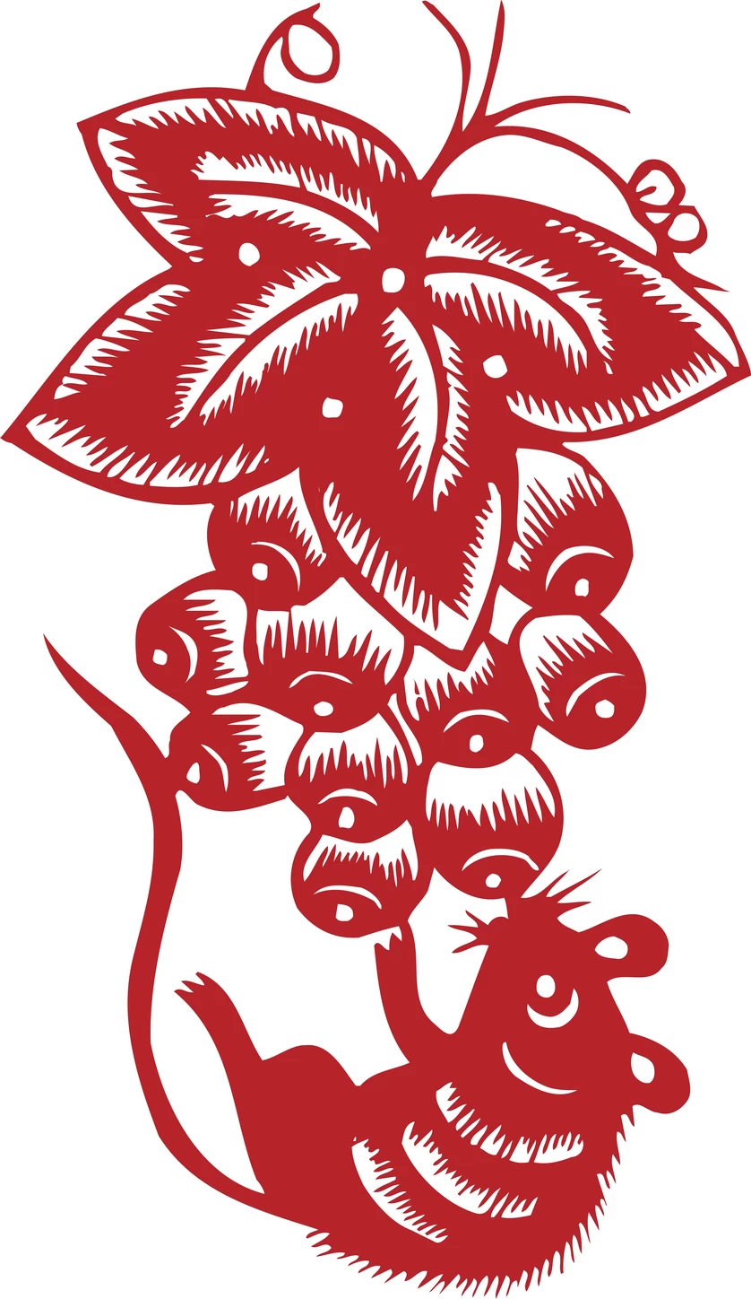 中国风传统民俗吉祥喜庆镂空剪纸窗花图案插画AI矢量PNG设计素材【161】